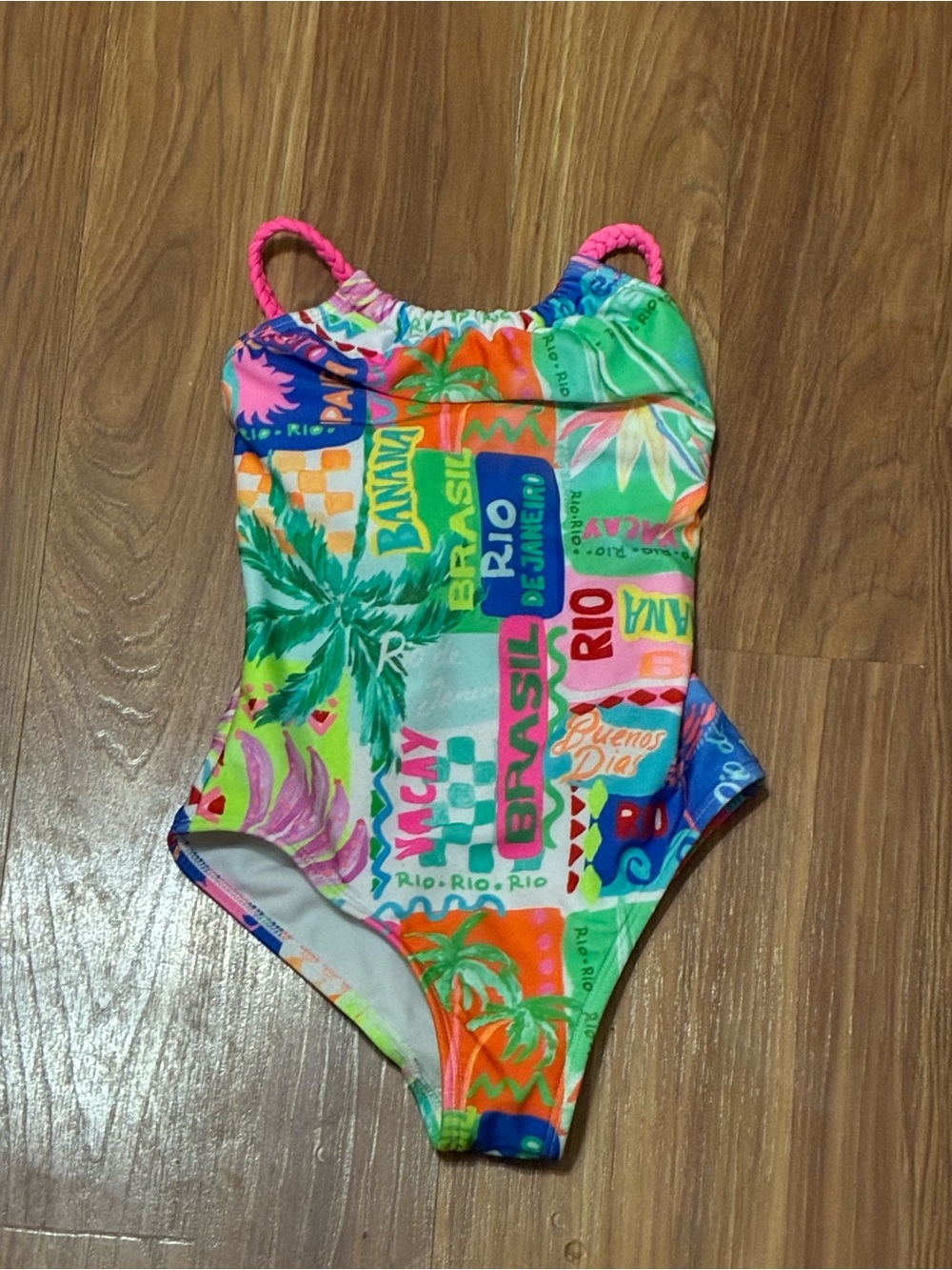 Girls' Bright Multicolor Tropical One-Piece Swimsuit